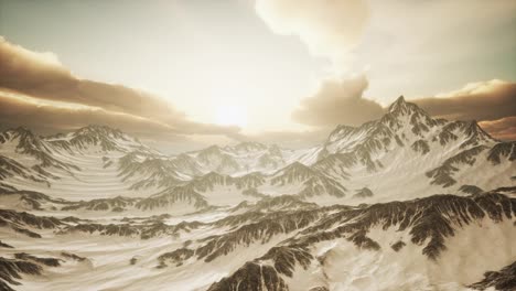 Panorama-of-High-Snow-Mountains-at-Sunset